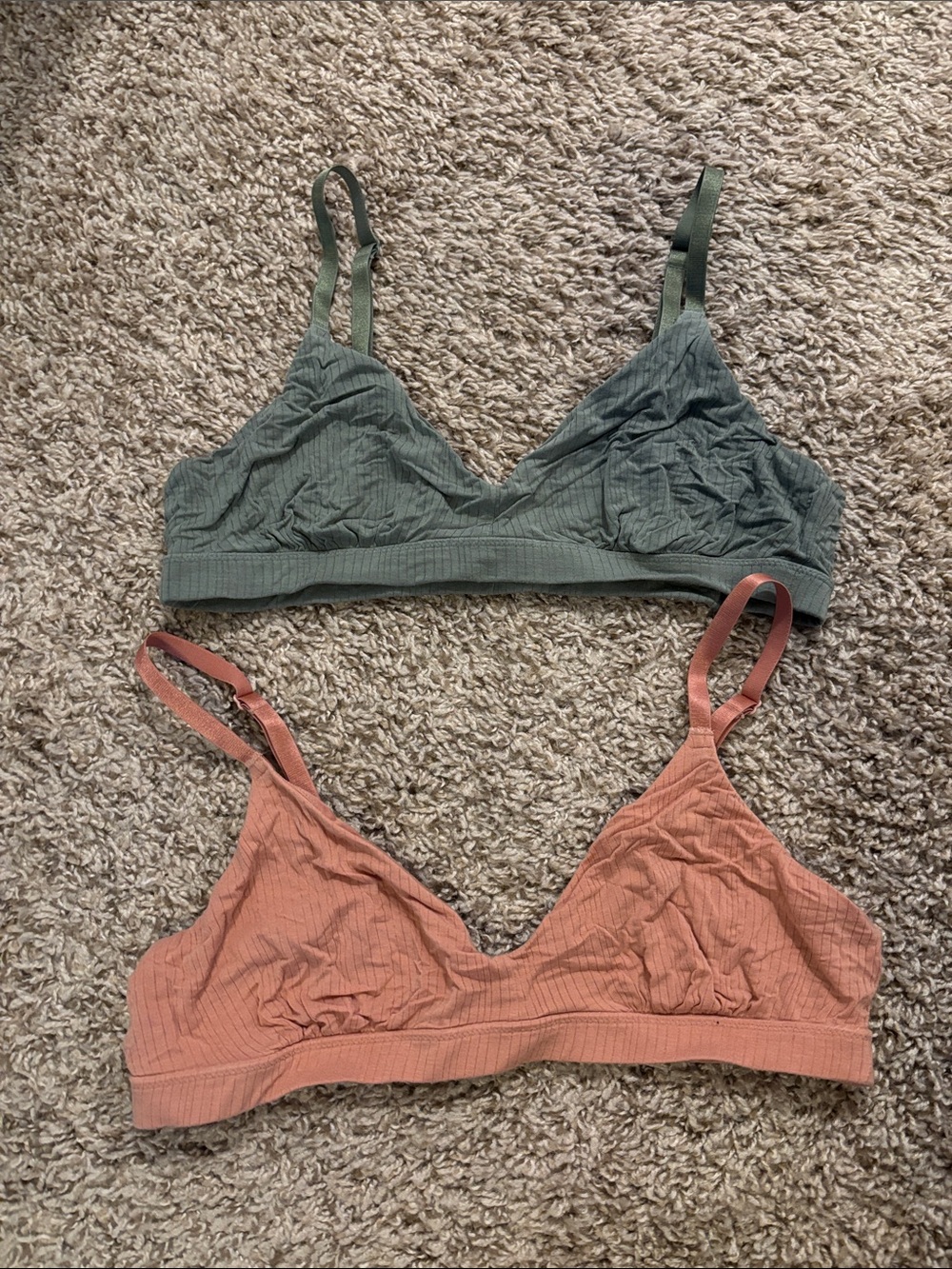 EUC Aerie Green and Pink Bralettes